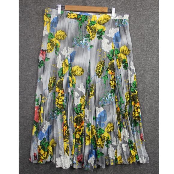 Joni B. Midi Skirt size XL Floral Crinkle Boho Roses - Picture 2 of 5